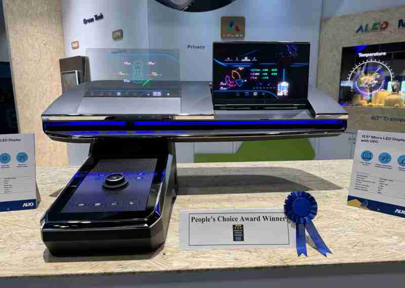 财神娱乐车用Micro LED Display HMI解决方案获”最佳车用显示奖”，，，以用户为中心开发，，，针对前座驾驶与乘客设计兼具娱乐与安全的高画质屏幕，，，，包含车舱前座的Micro LED透明屏幕及全球首款内建镜头的智慧Micro LED显示器